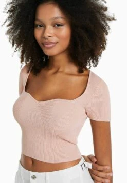 BERSHKA SHORT SLEEVE WITH SWEETHEART - T-Shirt Basic - Pink -Bershka Verkaufsgeschäft 8246a5438ee84dd89550d937eac82943