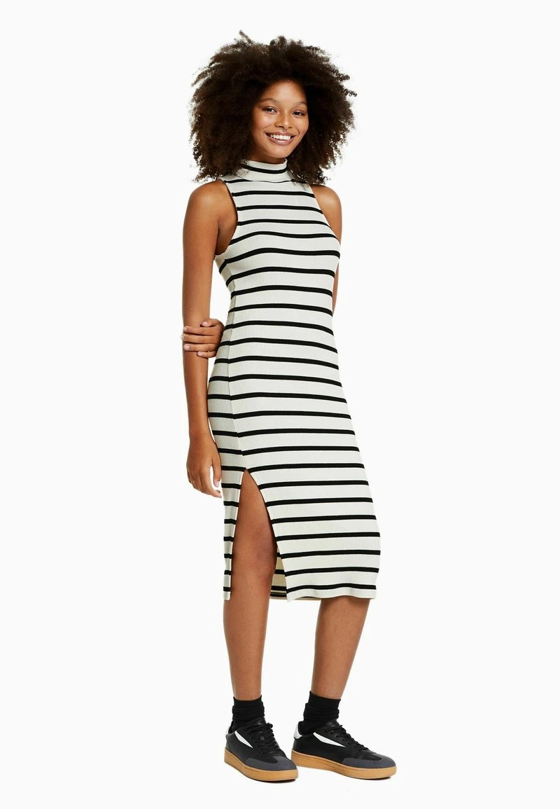 BERSHKA SLEEVELESS STRIPED - Strickkleid - Beige 4 BERSHKA SLEEVELESS STRIPED - Strickkleid - Beige – Bild 2