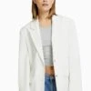 BERSHKA TAILORED CUT - Kurzmantel - White