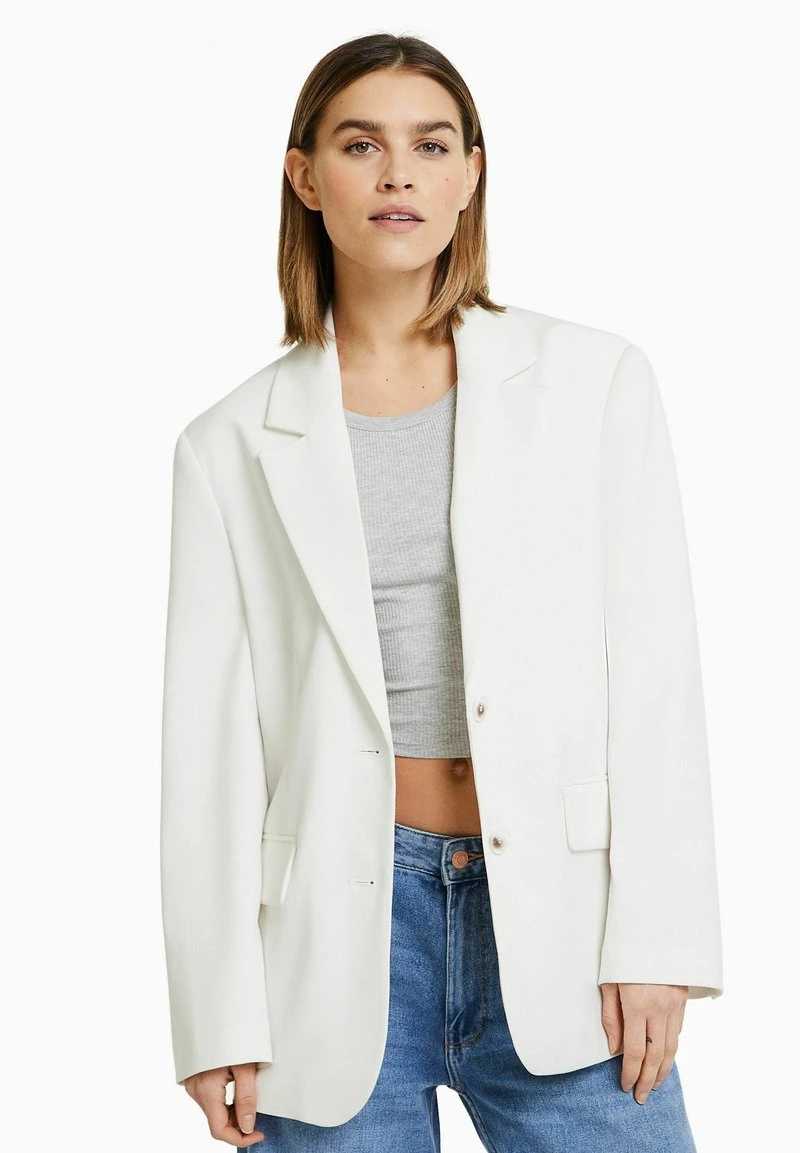 BERSHKA TAILORED CUT - Kurzmantel - White 3 BERSHKA TAILORED CUT - Kurzmantel - White