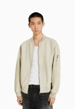 BERSHKA Jeansjacke - Beige