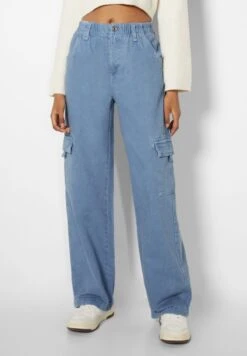 BERSHKA STRAIGHT FIT TWILL ELASTICATED WAISTBAND - Jeans Straight Leg - Blue -Bershka Verkaufsgeschäft 868cbcce1bb241c0922181fc20c7ea9e 1