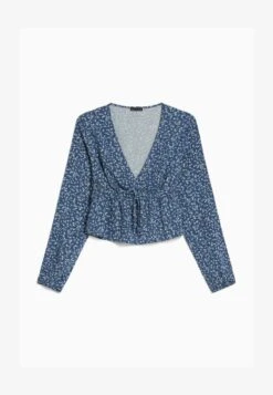 BERSHKA FLORAL PRINT WITH BOW - Bluse - Royal Blue -Bershka Verkaufsgeschäft 86efe1fae38547e4a4b205d4f19a6298