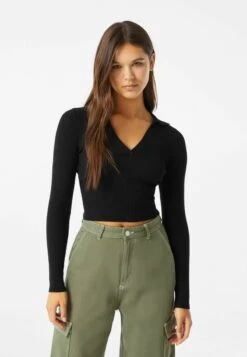 BERSHKA Poloshirt - Black