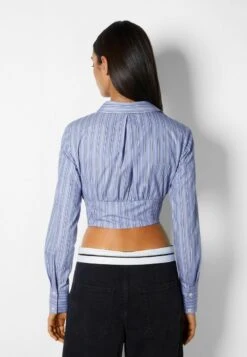 BERSHKA LONG SLEEVE - Hemdbluse - Blue -Bershka Verkaufsgeschäft 8975ca4d6910455f8f322a3582e1a51c