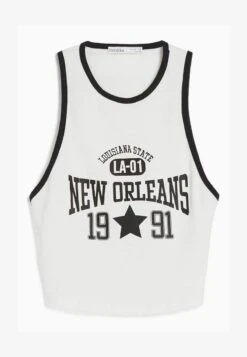 BERSHKA SLEEVELESS VARSITY OPEN BACK - Top - White 12 BERSHKA SLEEVELESS VARSITY OPEN BACK - Top - White -Bershka Verkaufsgeschäft 89efacd8ca034c48b085d38e1e88acfe