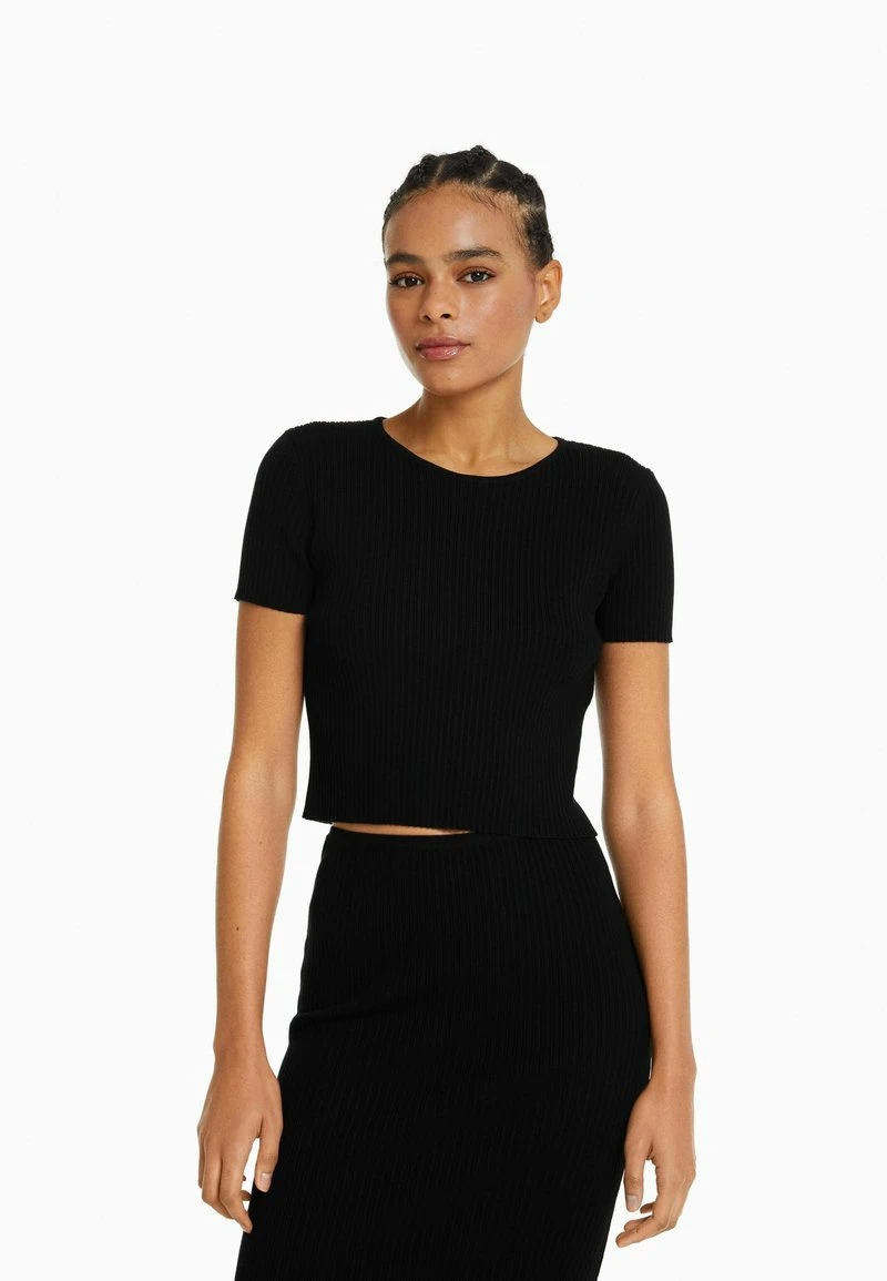 BERSHKA OPEN BACK SHORT SLEEVE - T-Shirt Basic - Black 3 BERSHKA OPEN BACK SHORT SLEEVE - T-Shirt Basic - Black
