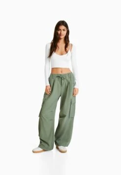 BERSHKA STRAPPY WITH LONG SLEEVES - Strickjacke - Off White