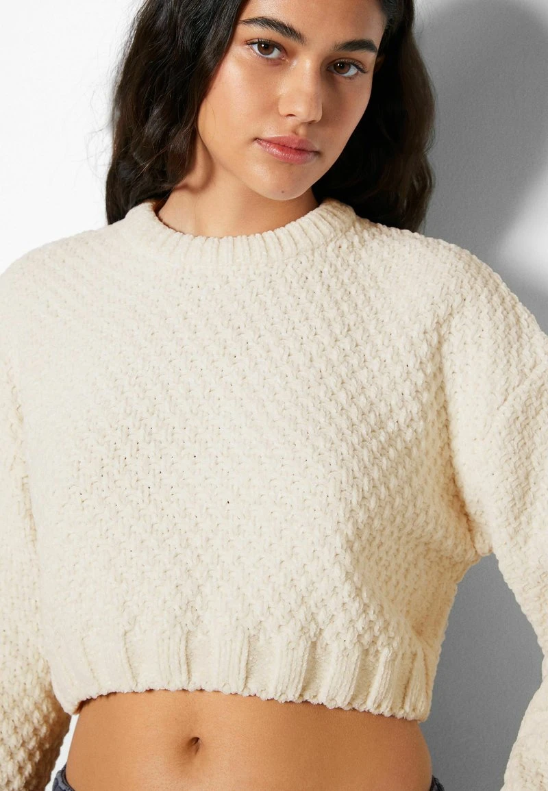 BERSHKA TEXTURED CHENILLE - Strickpullover - Beige 7 BERSHKA TEXTURED CHENILLE - Strickpullover - Beige – Bild 5