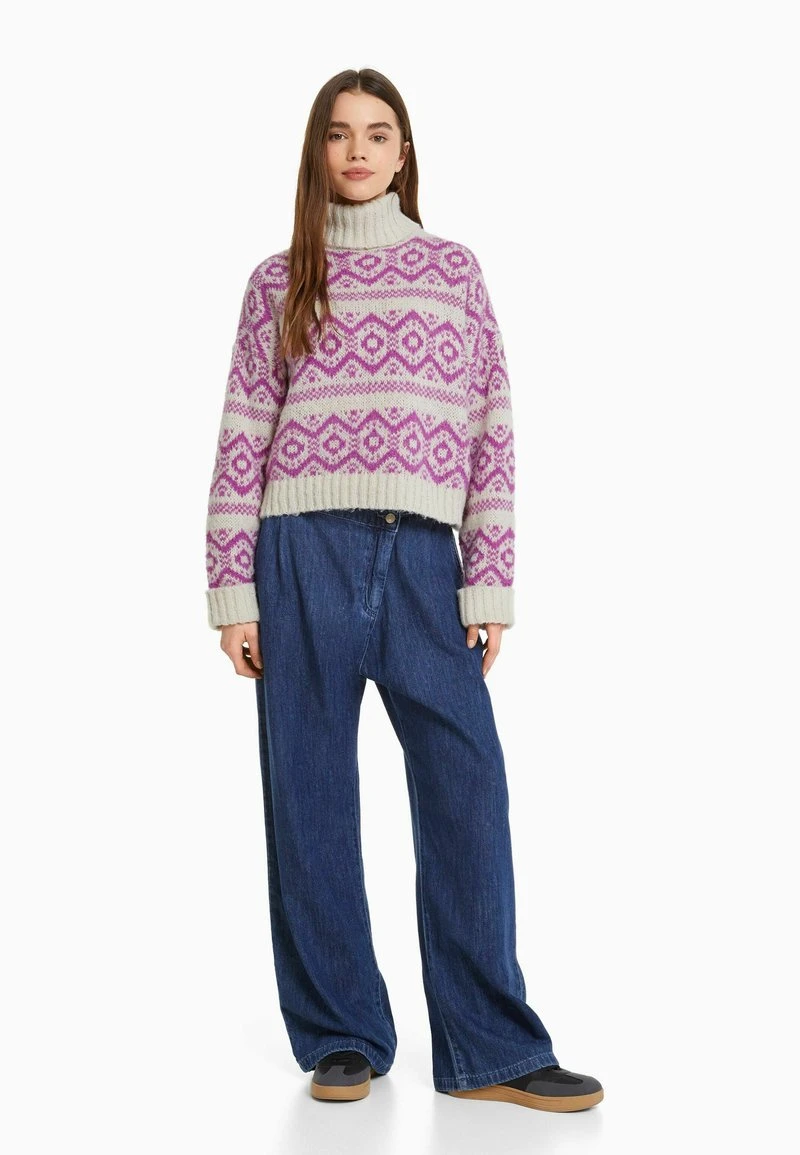 BERSHKA HIGH NECK JACQUARD - Strickpullover - Light Pink 4 BERSHKA HIGH NECK JACQUARD - Strickpullover - Light Pink – Bild 2