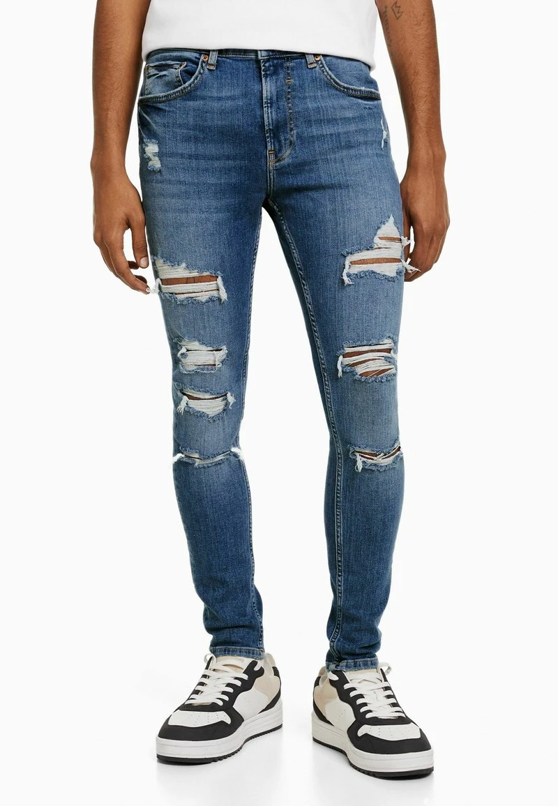 BERSHKA SUPER RIPPED - Jeans Slim Fit - Dark Blue 8 BERSHKA SUPER RIPPED - Jeans Slim Fit - Dark Blue – Bild 6