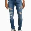 BERSHKA SUPER RIPPED - Jeans Slim Fit - Dark Blue -Bershka Verkaufsgeschäft 8e737bc1ea93407e97ff817393585adc