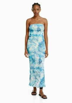 BERSHKA WITH PRINT - Maxikleid - Light Blue