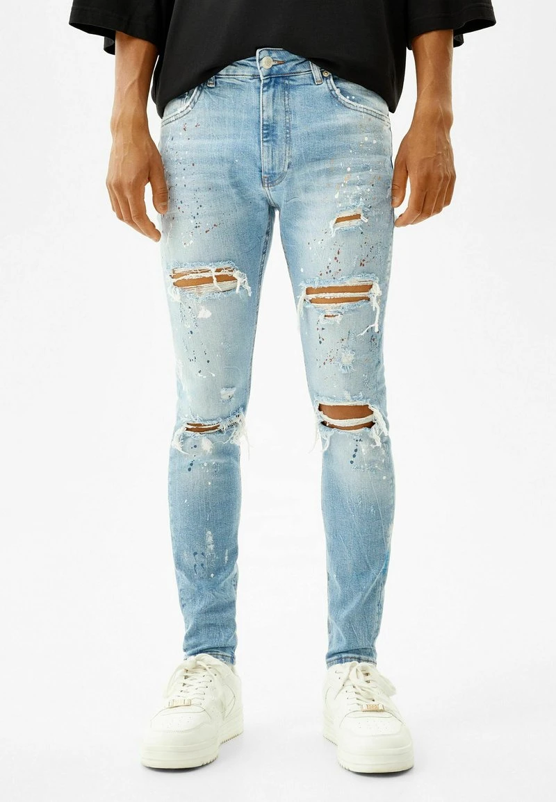 BERSHKA RIPPED - Jeans Skinny Fit - Lightblue Denim 3 BERSHKA RIPPED - Jeans Skinny Fit - Lightblue Denim