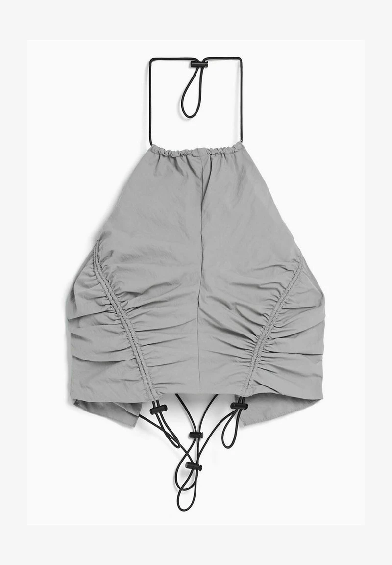 BERSHKA EFFECT HALTERNECK WITH STOPPERS - CROP - Bluse - Mottled Light Grey 8 BERSHKA EFFECT HALTERNECK WITH STOPPERS - CROP - Bluse - Mottled Light Grey – Bild 6