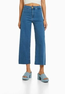 BERSHKA CULOTTES - Flared Jeans - Dark Blue