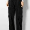 BERSHKA MULTIPOCKET CARGO JEANS - Flared Jeans - Black