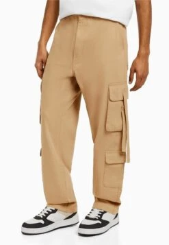 BERSHKA STRAPS - Cargohose - Camel