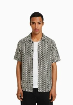 BERSHKA PRINTED SHORT SLEEVE - T-Shirt Print - Black