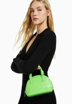 BERSHKA MINI MOCK CROC - Handtasche - Green