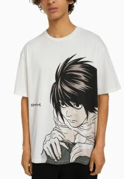 BERSHKA SHORT SLEEVE DEATH NOTE - T-Shirt Print - White