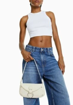 BERSHKA HANDLE AND FLAP - Handtasche - Beige