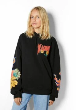Bershka Verkaufsgeschäft 16 BERSHKA PRINTED - Kapuzenpullover - Black