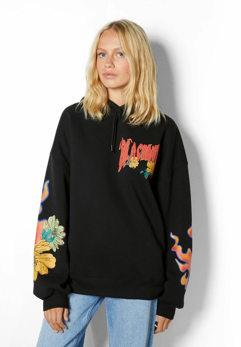 BERSHKA PRINTED - Kapuzenpullover - Black 3 BERSHKA PRINTED - Kapuzenpullover - Black