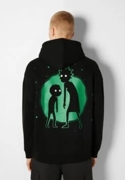 BERSHKA RICK & MORTY - PRINT - Kapuzenpullover - Black