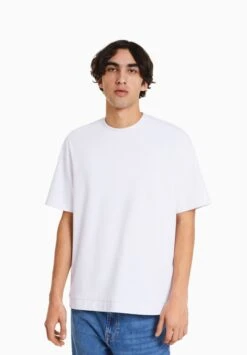 BERSHKA SHORT SLEEVE - T-Shirt Basic - Off-white