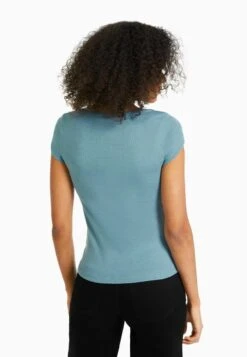 BERSHKA SHORT SLEEVES WITH A ROUND NECK - T-Shirt Basic - Mottled Royal Blue -Bershka Verkaufsgeschäft a21a14537d9247449777cb8a6b75a289