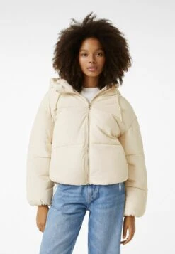BERSHKA PUFFER - Winterjacke - Off White