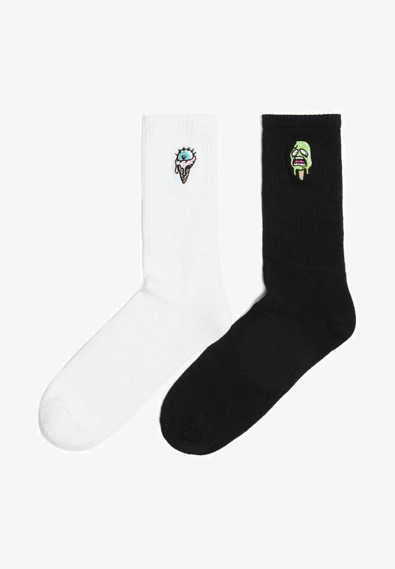 BERSHKA PACK OF 2 EMBROIDERED - Socken - Off White 3 BERSHKA PACK OF 2 EMBROIDERED - Socken - Off White