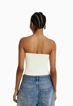 BERSHKA METALLICA BANDEAU PRINT - Top - Off White -Bershka Verkaufsgeschäft a93b541b130346beaac2f9b8286ec5d4