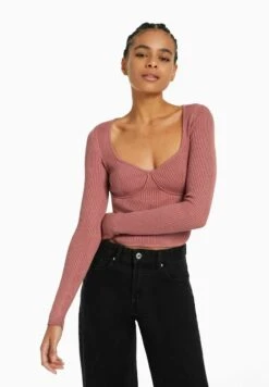 BERSHKA CORSET - Langarmshirt - Pink