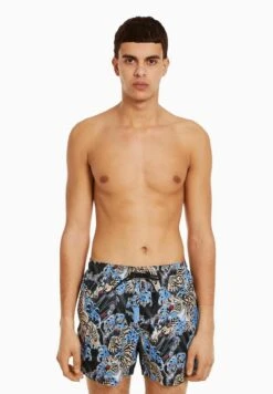 BERSHKA TIGER PRINT - - Badeshorts - Black