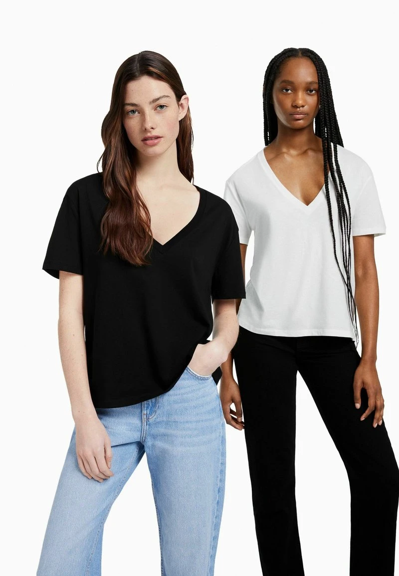 BERSHKA 2-PACK - REGULAR FIT SHORT SLEEVE - T-Shirt Basic - White 3 BERSHKA 2-PACK - REGULAR FIT SHORT SLEEVE - T-Shirt Basic - White