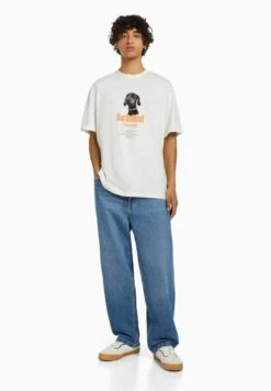 BERSHKA SHORT SLEEVE - T-Shirt Print - White -Bershka Verkaufsgeschäft ac69ac84a4e445d79574145f082fdd81