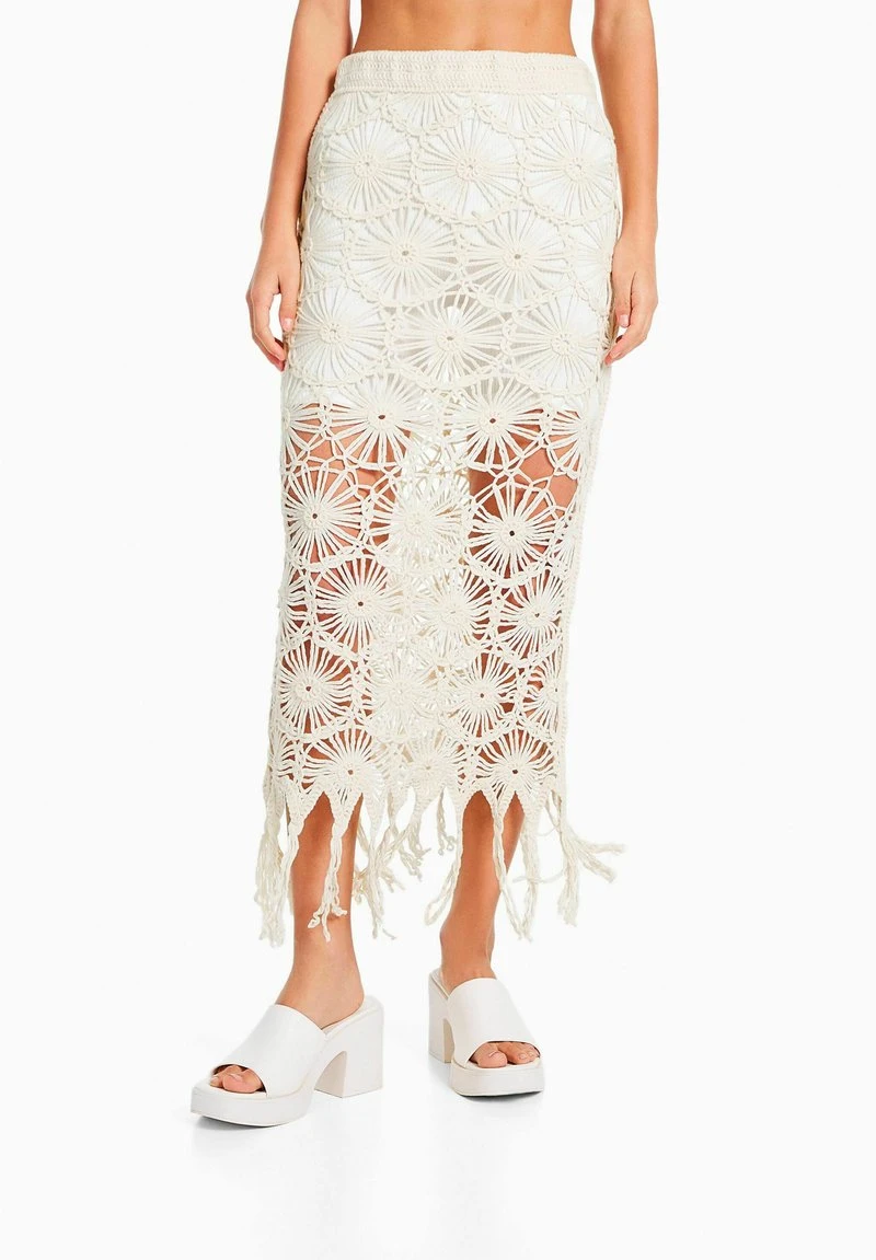 BERSHKA MACRAMÉ - MIDI - Maxirock - Beige 4 BERSHKA MACRAMÉ - MIDI - Maxirock - Beige – Bild 2