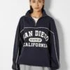 BERSHKA SAN DIEGO PRINT HALF ZIP - Sweatshirt - Blue