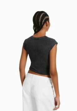 BERSHKA SHORT SLEEVE - T-Shirt Print - Dark Grey -Bershka Verkaufsgeschäft b2ad932e3a304f40815eea492d3bf18e