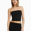 BERSHKA BANDEAU - Top - Black