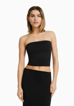 BERSHKA BANDEAU - Top - Black