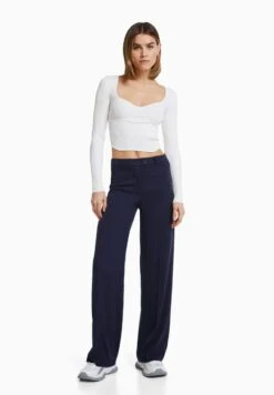 BERSHKA WIDE LEG TAILORED - Stoffhose - Royal Blue -Bershka Verkaufsgeschäft b485a1180c2b491ab0a19975f026ab24