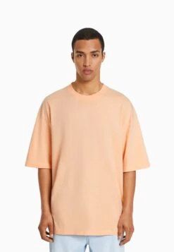BERSHKA OVERSIZED SHORT SLEEVE - T-Shirt Basic - Mauve
