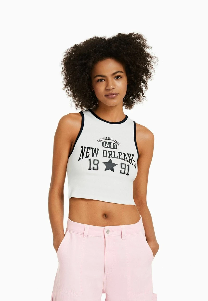 BERSHKA SLEEVELESS VARSITY OPEN BACK - Top - White 3 BERSHKA SLEEVELESS VARSITY OPEN BACK - Top - White