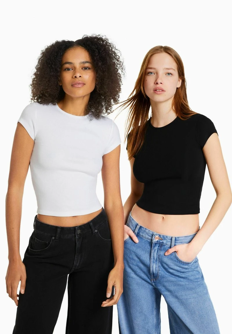 BERSHKA 2-PACK - T-Shirt Basic - White 3 BERSHKA 2-PACK - T-Shirt Basic - White