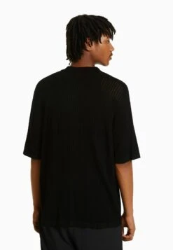 BERSHKA BASIC SHORT SLEEVE - Strickjacke - Black -Bershka Verkaufsgeschäft b805496c08924efca9f802b91025a043