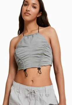 BERSHKA EFFECT HALTERNECK WITH STOPPERS - CROP - Bluse - Mottled Light Grey 12 BERSHKA EFFECT HALTERNECK WITH STOPPERS - CROP - Bluse - Mottled Light Grey -Bershka Verkaufsgeschäft ba4100237d7141fea78d46c994229b4d