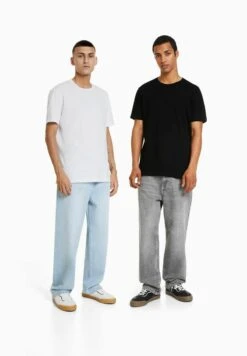 Bershka Verkaufsgeschäft 31 BERSHKA 2 PACK REGULAR FIT - T-Shirt Basic - White